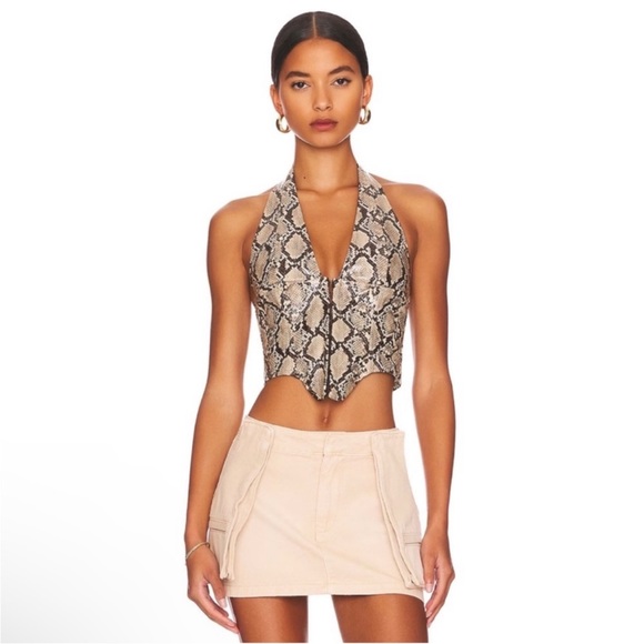 Miaou Tops - Miaou Mara Snake Print Corset